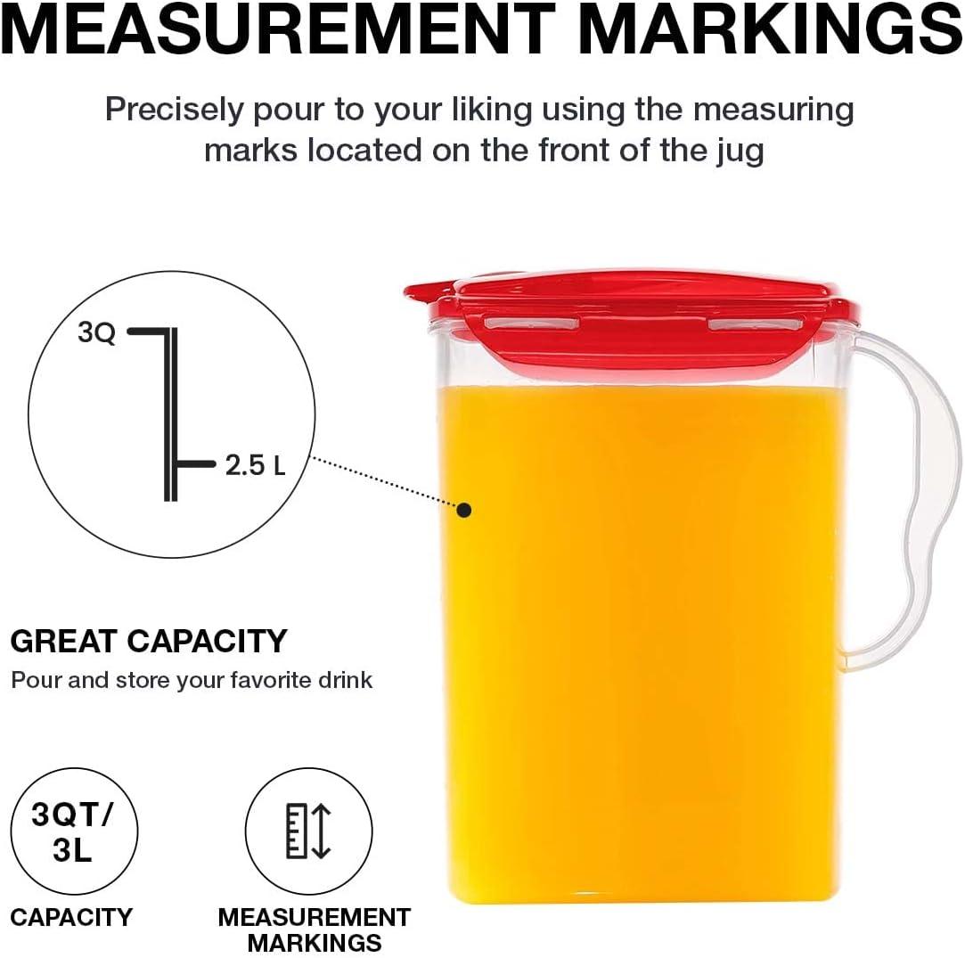 image:imageLocknLock Aqua Fridge Door Water Jug with Handle BPA Free Plastic Pitcher with Flip Top Lid Perfect for Making Teas and Juices 2 Quarts IvoryRed