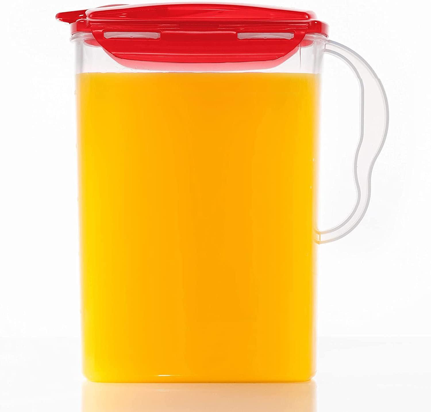 image:imageLocknLock Aqua Fridge Door Water Jug with Handle BPA Free Plastic Pitcher with Flip Top Lid Perfect for Making Teas and Juices 2 Quarts IvoryRed