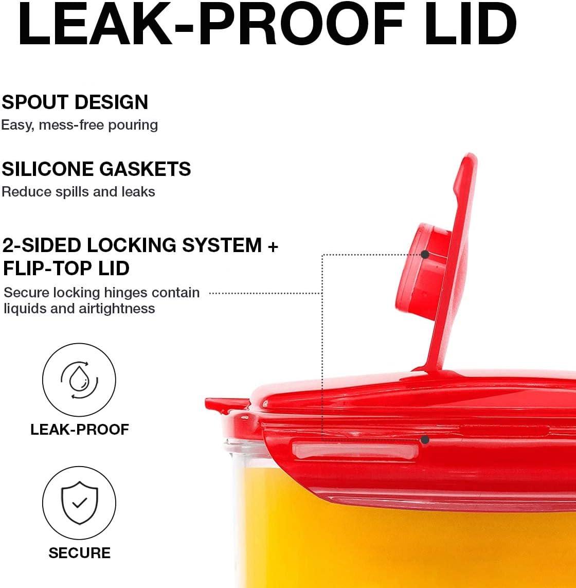 image:imageLocknLock Aqua Fridge Door Water Jug with Handle BPA Free Plastic Pitcher with Flip Top Lid Perfect for Making Teas and Juices 2 Quarts IvoryRed