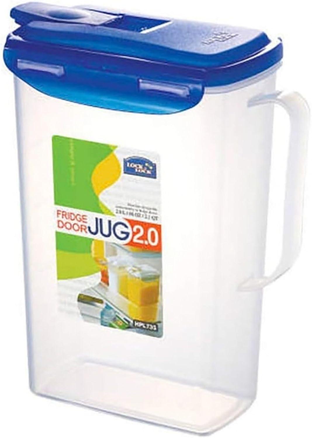 image:imageLocknLock Aqua Fridge Door Water Jug with Handle BPA Free Plastic Pitcher with Flip Top Lid Perfect for Making Teas and Juices 2 Quarts IvoryTransparent