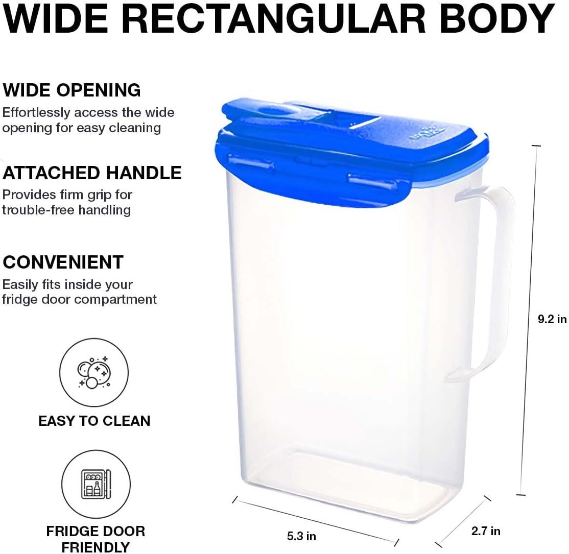 image:imageLocknLock Aqua Fridge Door Water Jug with Handle BPA Free Plastic Pitcher with Flip Top Lid Perfect for Making Teas and Juices 2 Quarts IvoryTransparent