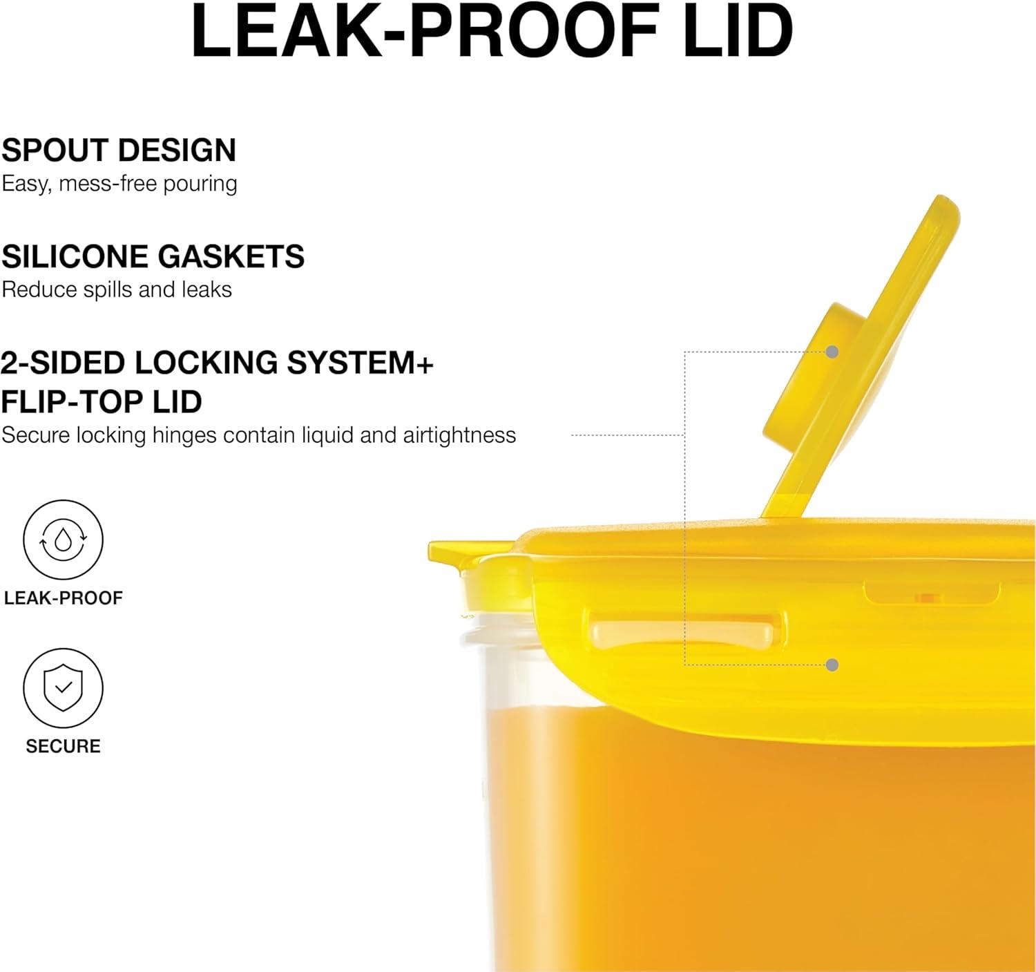 image:imageLocknLock Aqua Fridge Door Water Jug with Handle BPA Free Plastic Pitcher with Flip Top Lid Perfect for Making Teas and Juices 2 Quarts IvoryYellow