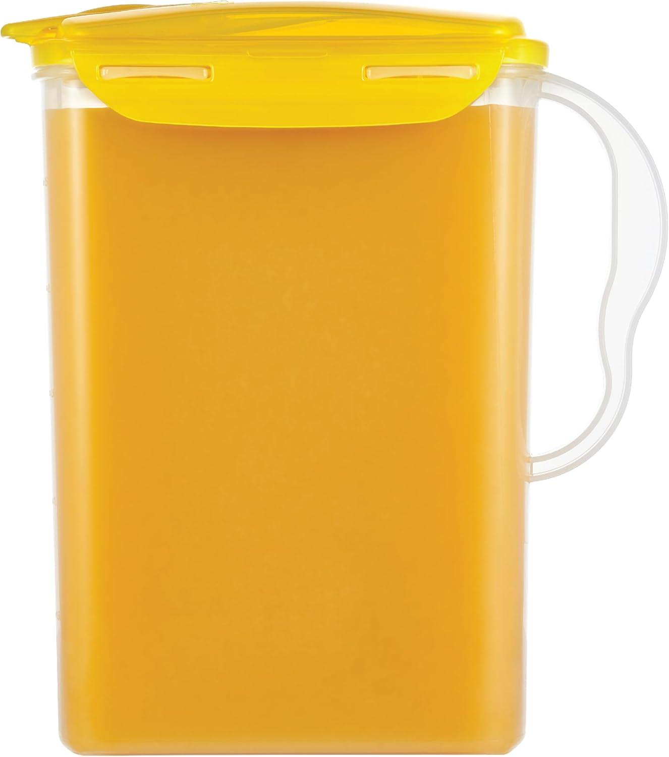 image:imageLocknLock Aqua Fridge Door Water Jug with Handle BPA Free Plastic Pitcher with Flip Top Lid Perfect for Making Teas and Juices 2 Quarts IvoryYellow