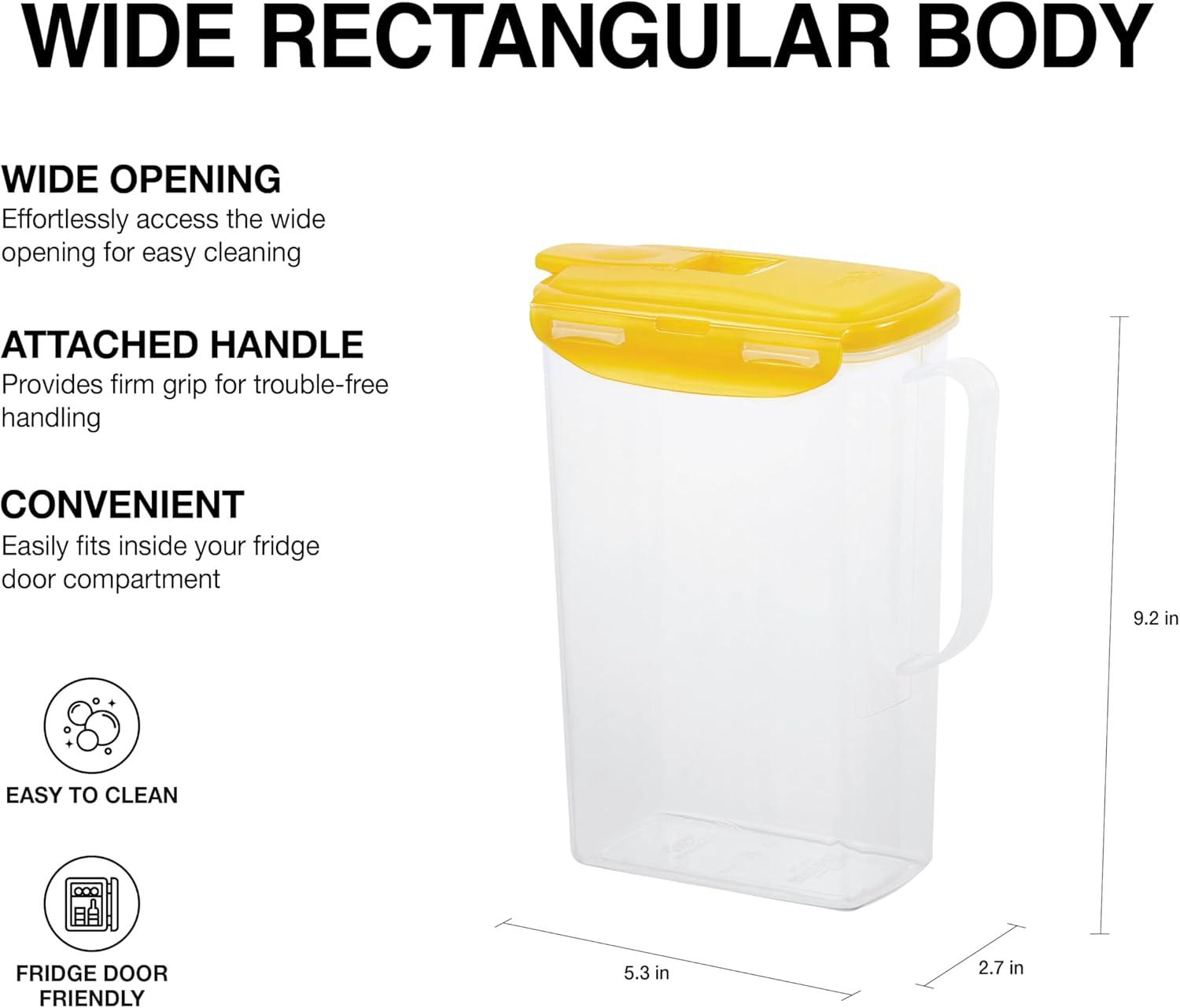 image:imageLocknLock Aqua Fridge Door Water Jug with Handle BPA Free Plastic Pitcher with Flip Top Lid Perfect for Making Teas and Juices 2 Quarts IvoryYellow