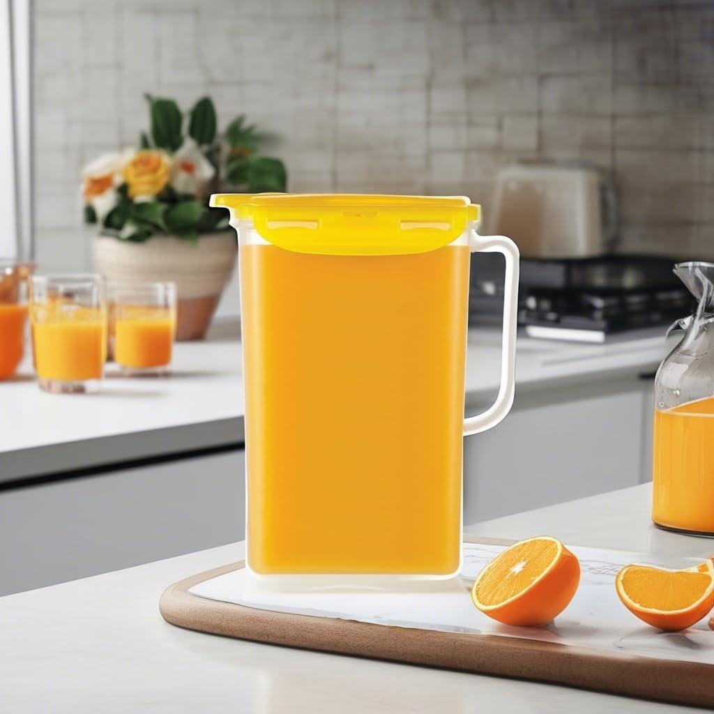 image:imageLocknLock Aqua Fridge Door Water Jug with Handle BPA Free Plastic Pitcher with Flip Top Lid Perfect for Making Teas and Juices 2 Quarts IvoryYellow