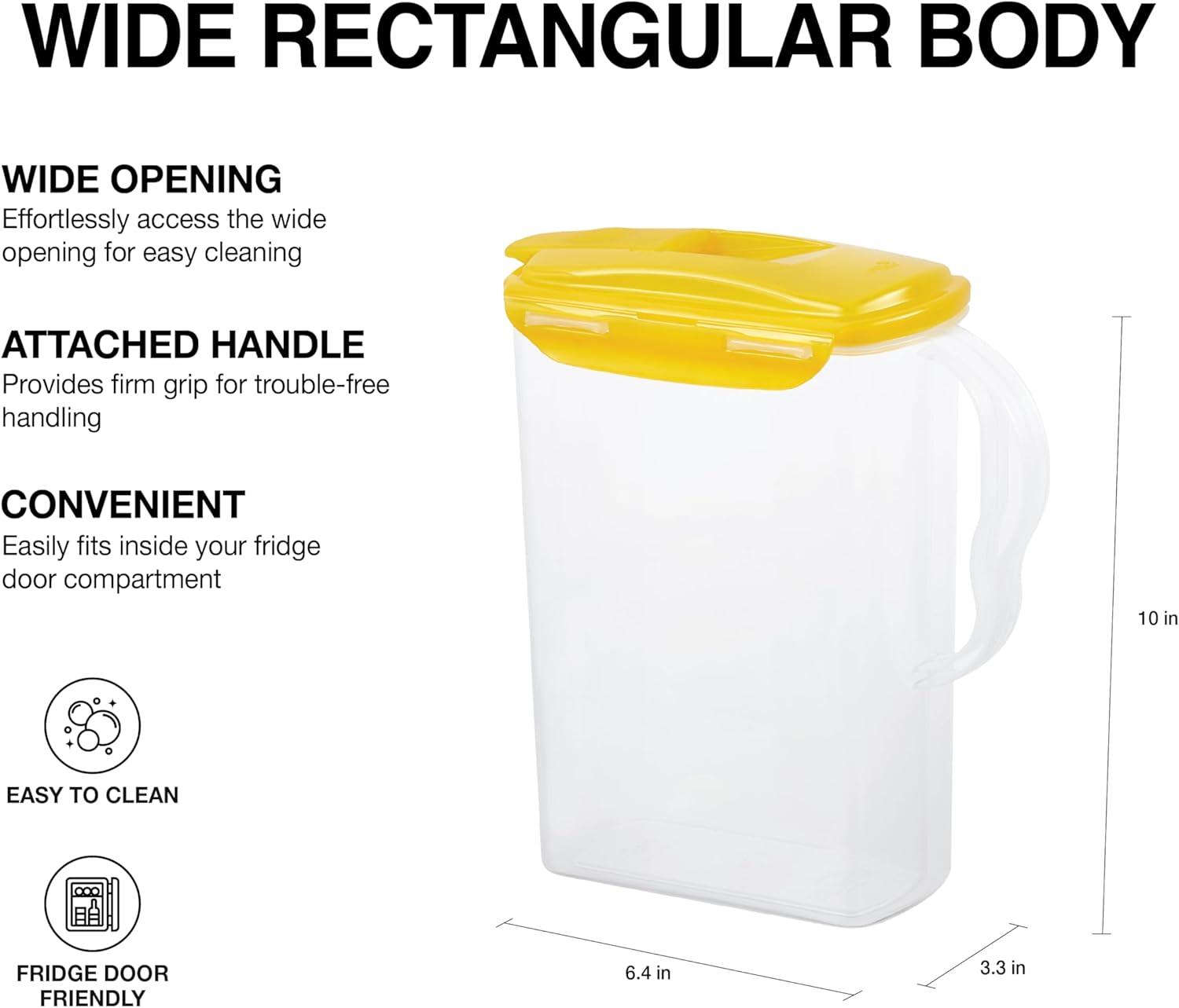 image:imageLocknLock Aqua Fridge Door Water Jug with Handle BPA Free Plastic Pitcher with Flip Top Lid Perfect for Making Teas and Juices 2 Quarts IvoryYellow