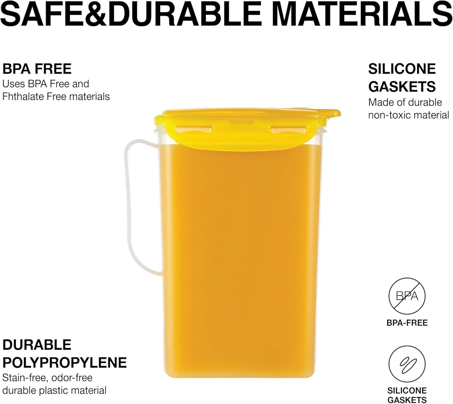 image:imageLocknLock Aqua Fridge Door Water Jug with Handle BPA Free Plastic Pitcher with Flip Top Lid Perfect for Making Teas and Juices 2 Quarts IvoryYellow
