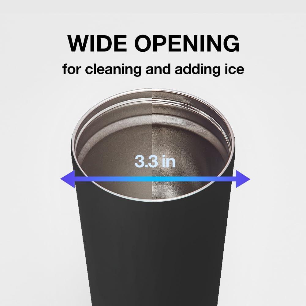 image:imageLocknLock Clip Tumbler Black 18oz Coffee Tumbler with Leak Proof Lid BPAFree Double Wall Stainless Steel Vacuum Insulated Travel Mug Cup for Hot amp Cold BeverageYellowish Red