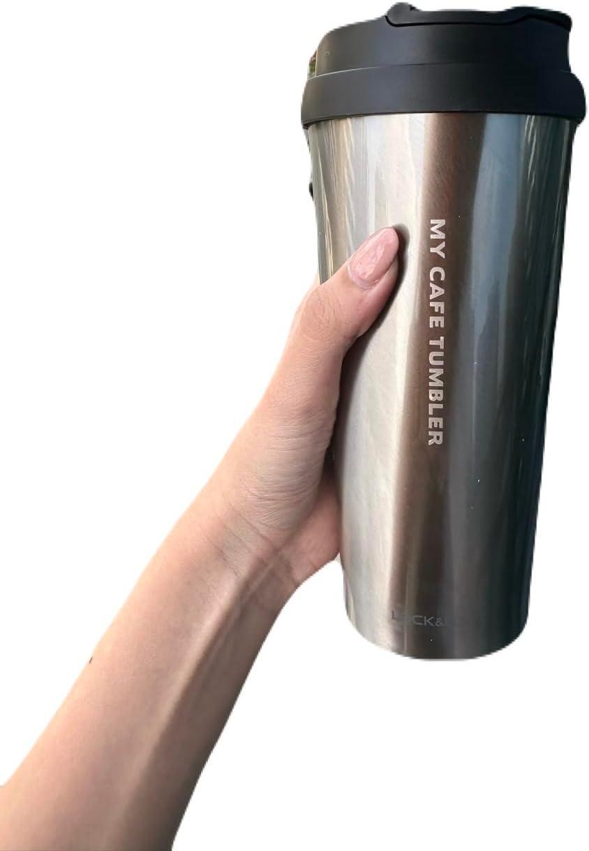 image:imageLocknLock Clip Tumbler Sliver 18oz Coffee Tumbler with Leak Proof Lid BPAFree Double Wall Stainless Steel Vacuum Insulated Travel Mug Cup for Hot amp Cold Beverage