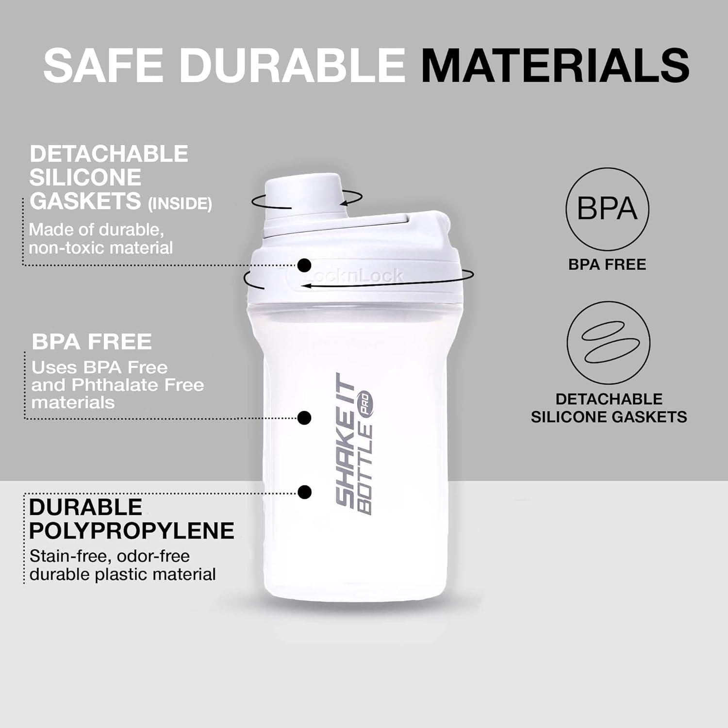 image:imageLocknLock HAP943LGRY Shake It Bottle Pro Protein Shaker Cup for Shakes Mixes Pre Workout Gym Fitness Sports Travel BPAFree Plastic Leakproof Portable with Lid and Handle 22 oz Off WhiteOff White