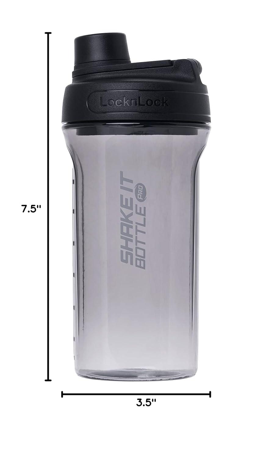 image:imageLocknLock HAP943LGRY Shake It Bottle Pro Protein Shaker Cup for Shakes Mixes Pre Workout Gym Fitness Sports Travel BPAFree Plastic Leakproof Portable with Lid and Handle 22 oz Off WhiteBlack