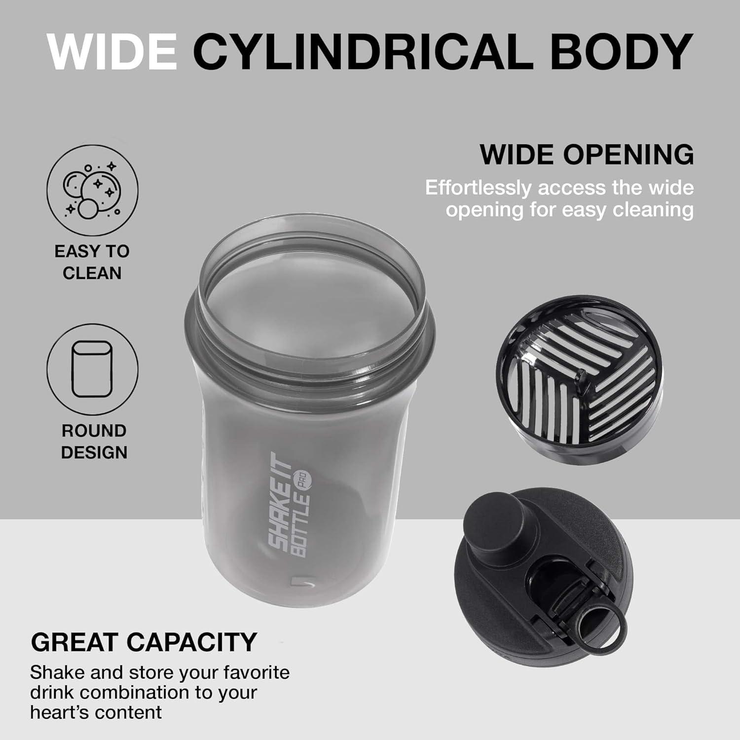 image:imageLocknLock HAP943LGRY Shake It Bottle Pro Protein Shaker Cup for Shakes Mixes Pre Workout Gym Fitness Sports Travel BPAFree Plastic Leakproof Portable with Lid and Handle 22 oz Off WhiteBlack
