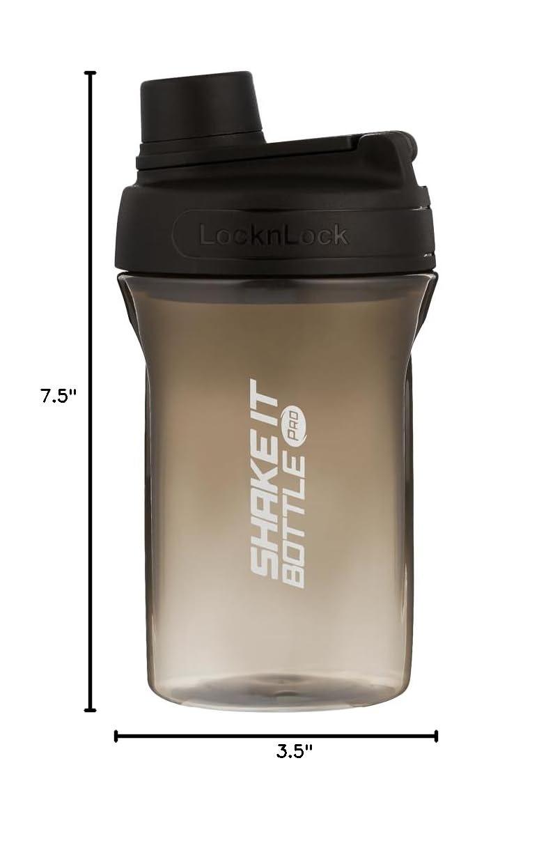 image:imageLocknLock HAP943LGRY Shake It Bottle Pro Protein Shaker Cup for Shakes Mixes Pre Workout Gym Fitness Sports Travel BPAFree Plastic Leakproof Portable with Lid and Handle 22 oz Off WhiteBlack