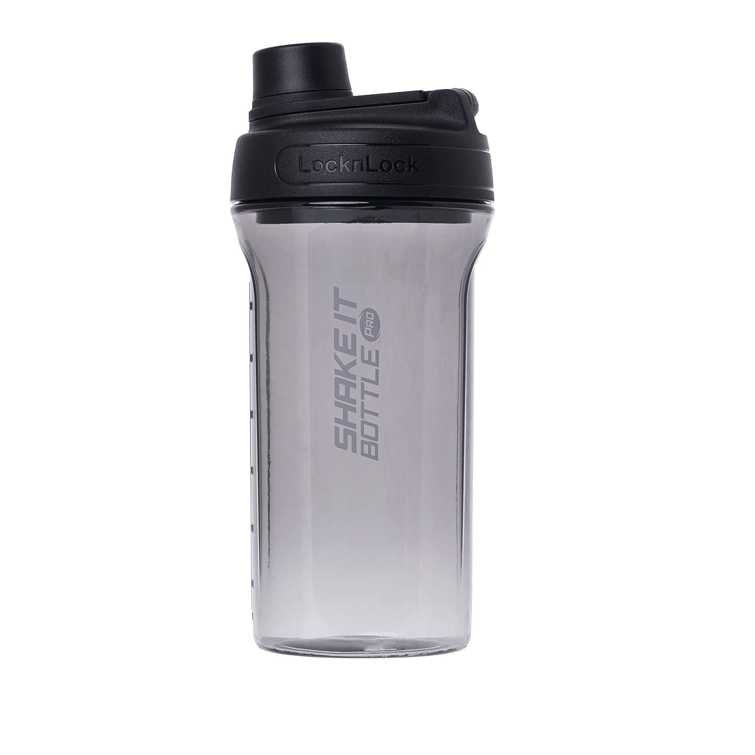 image:imageLocknLock HAP943LGRY Shake It Bottle Pro Protein Shaker Cup for Shakes Mixes Pre Workout Gym Fitness Sports Travel BPAFree Plastic Leakproof Portable with Lid and Handle 22 oz Off WhiteBlack