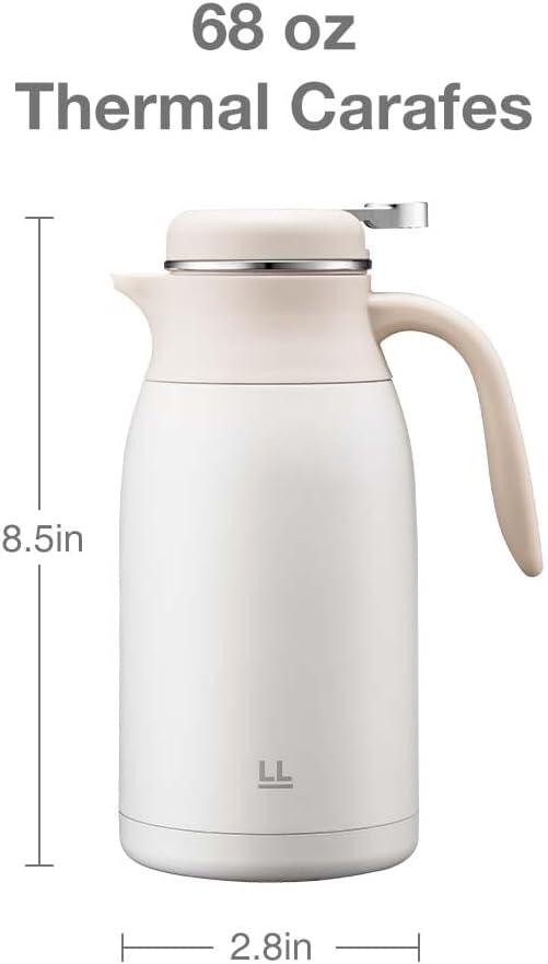 image:imageLocknLock Leisurely Vacuum Pot Black 68oz Coffee Carafe amp Tea Pot BPAFree Double Wall Stainless Steel Vacuum Insulated Coffee Carafe for Keeping Hot amp Cold Beverage