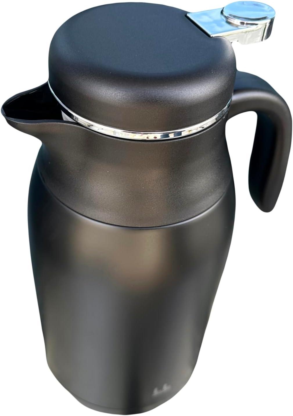 image:imageLocknLock Leisurely Vacuum Pot Black 68oz Coffee Carafe amp Tea Pot BPAFree Double Wall Stainless Steel Vacuum Insulated Coffee Carafe for Keeping Hot amp Cold Beverage