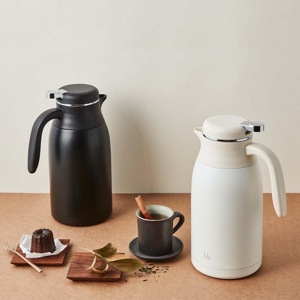 image:imageLocknLock Leisurely Vacuum Pot Ivory 68oz Coffee Carafe amp Tea Pot BPAFree Double Wall Stainless Steel Vacuum Insulated Coffee Carafe for Keeping Hot amp Cold Beverage