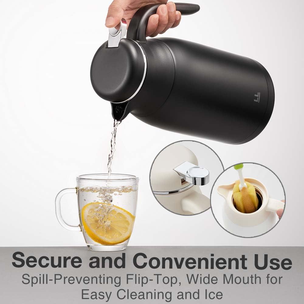 image:imageLocknLock Leisurely Vacuum Pot Ivory 68oz Coffee Carafe amp Tea Pot BPAFree Double Wall Stainless Steel Vacuum Insulated Coffee Carafe for Keeping Hot amp Cold Beverage