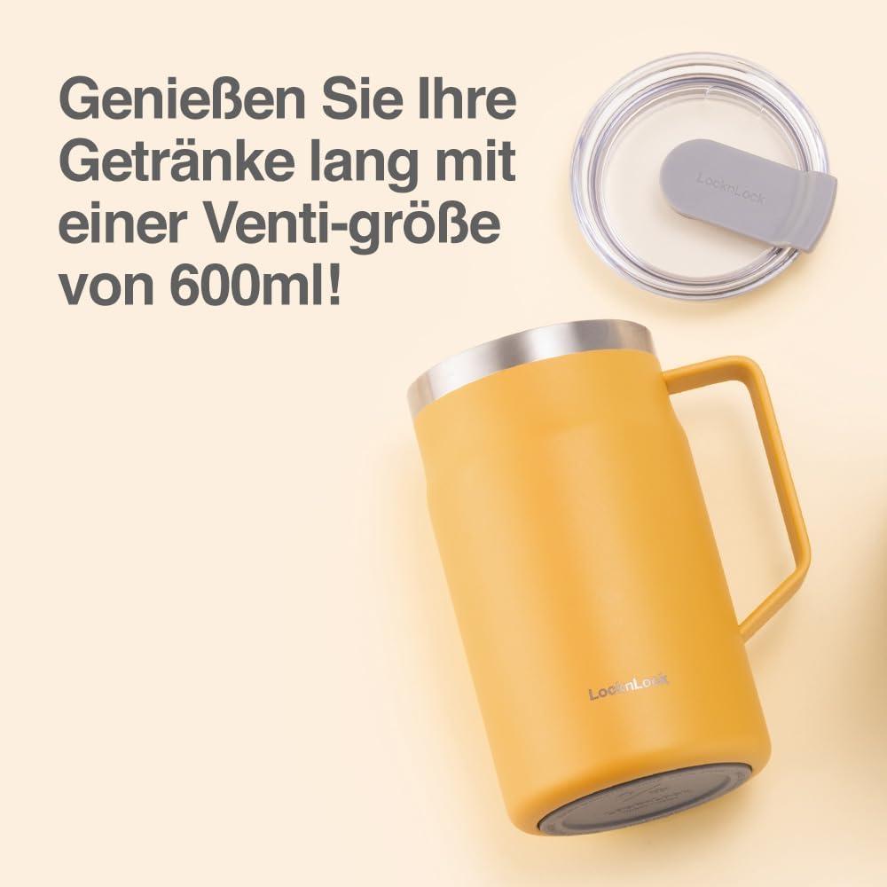 image:imageLocknLock Metro Mug Premium 188 Stainless Steel Metal Double Wall Insulated Portable Coffee Cup with Lid and Handle for Hot and Cold Drinks Mint 16 ozBlue