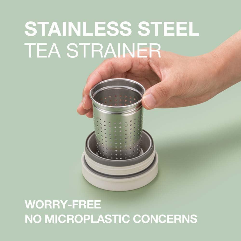 image:imageLocknLock Metro Tea Mug Mint 13oz400ml Tea and Coffee Mug Cups with Tea Infuser Strainer Lid and Handle Double Wall Stainless Steel Vacuum Insulated Travel TumblerIvory