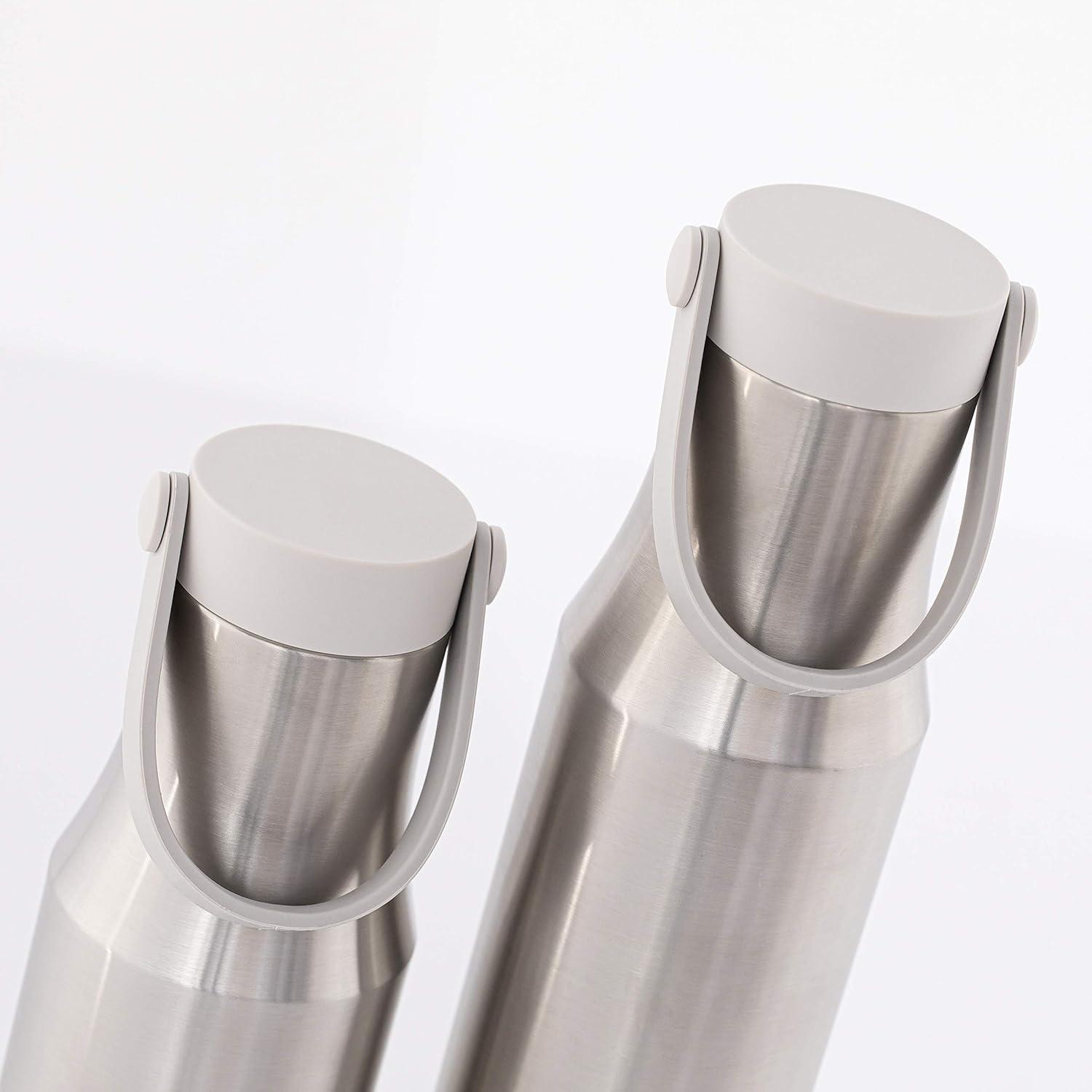 image:imageLocknLock Metro Tumbler Stainless Steel Vacuum Insulated Double Cap Travel Mug Water Coffee Cup wHand Strap for Home Office Outdoor Works Great for Cold Drinks and Hot Beverages Navy 24ozSilver