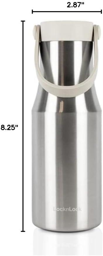image:imageLocknLock Metro Tumbler Stainless Steel Vacuum Insulated Double Cap Travel Mug Water Coffee Cup wHand Strap for Home Office Outdoor Works Great for Cold Drinks and Hot Beverages Navy 24ozSilver