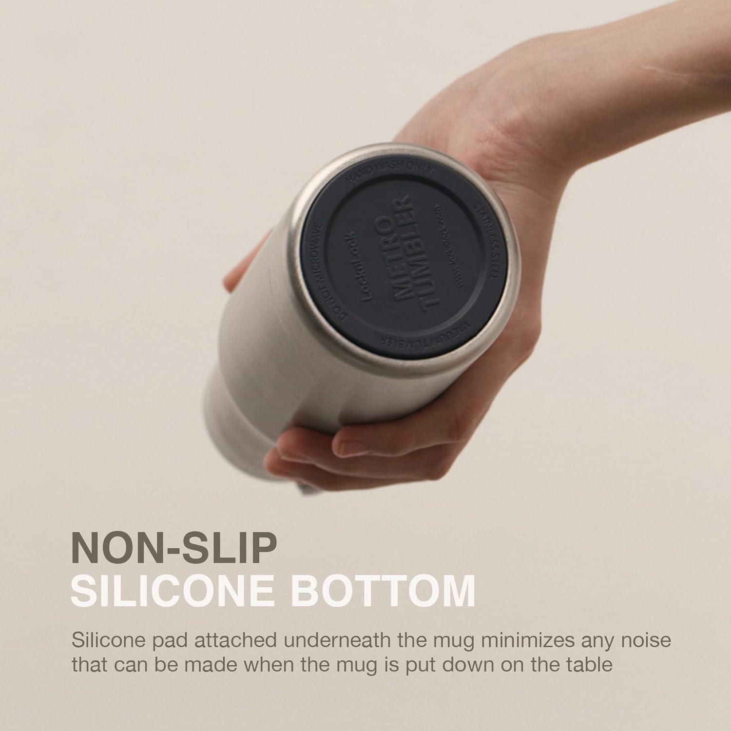 image:imageLocknLock Metro Tumbler Stainless Steel Vacuum Insulated Double Cap Travel Mug Water Coffee Cup wHand Strap for Home Office Outdoor Works Great for Cold Drinks and Hot Beverages Navy 24ozGray