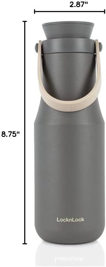 image:imageLocknLock Metro Tumbler Stainless Steel Vacuum Insulated Double Cap Travel Mug Water Coffee Cup wHand Strap for Home Office Outdoor Works Great for Cold Drinks and Hot Beverages Navy 24ozGray