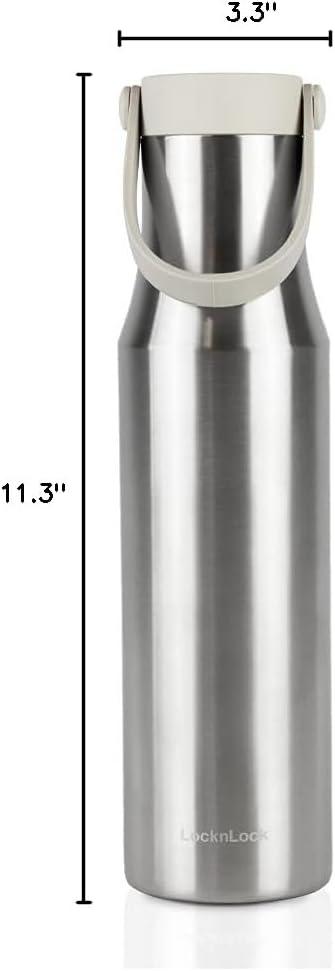 image:imageLocknLock Metro Tumbler Stainless Steel Vacuum Insulated Double Cap Travel Mug Water Coffee Cup wHand Strap for Home Office Outdoor Works Great for Cold Drinks and Hot Beverages Navy 24ozSilver