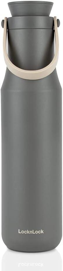 image:imageLocknLock Metro Tumbler Stainless Steel Vacuum Insulated Double Cap Travel Mug Water Coffee Cup wHand Strap for Home Office Outdoor Works Great for Cold Drinks and Hot Beverages Navy 24ozGray
