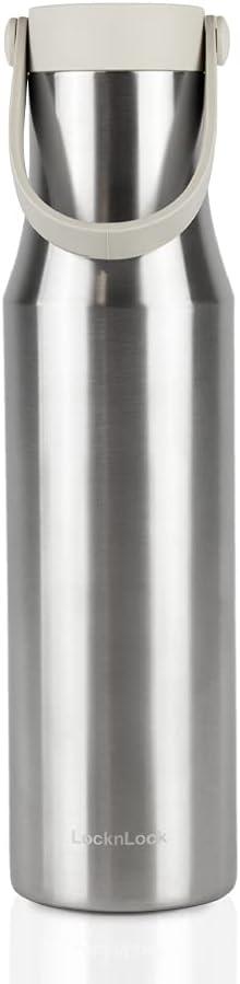 image:imageLocknLock Metro Tumbler Stainless Steel Vacuum Insulated Double Cap Travel Mug Water Coffee Cup wHand Strap for Home Office Outdoor Works Great for Cold Drinks and Hot Beverages Navy 24ozSilver