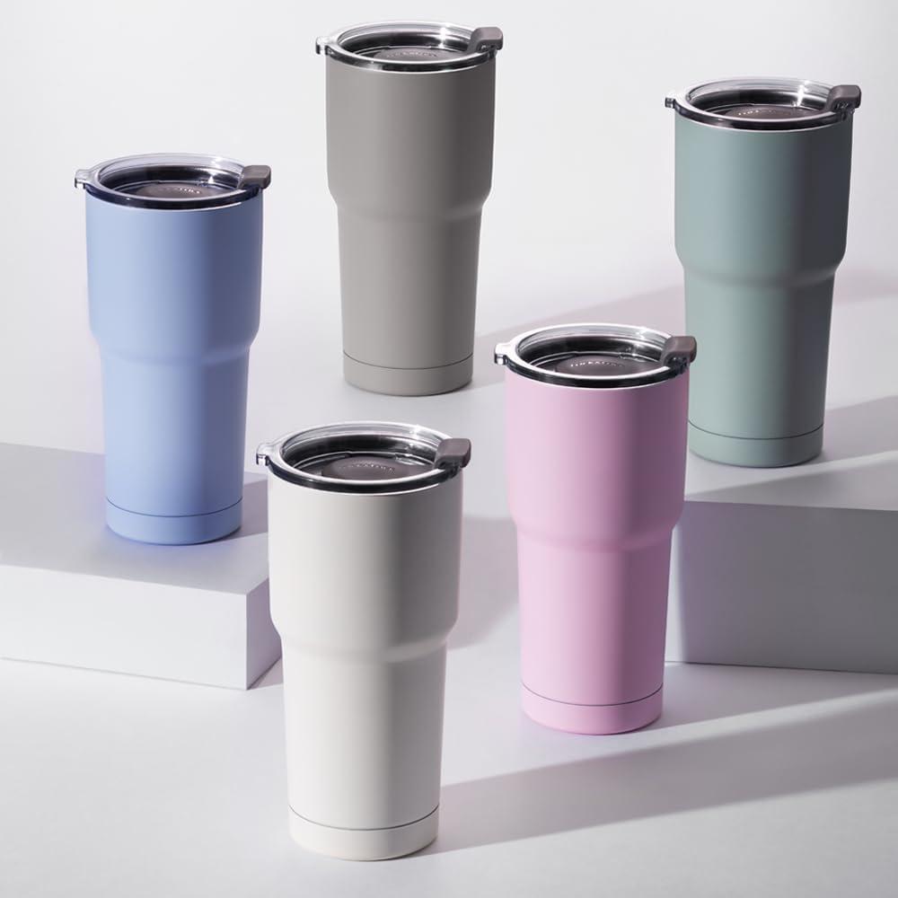 image:imageLocknLock Pure Tumbler Pink 16oz BPAFree Double Wall Stainless Steel Vacuum Insulated Tumbler for Coffee Tea and water Thermal Travel Mug Cup for Hot amp Cold BeverageIvory