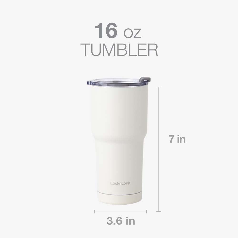 image:imageLocknLock Pure Tumbler Pink 16oz BPAFree Double Wall Stainless Steel Vacuum Insulated Tumbler for Coffee Tea and water Thermal Travel Mug Cup for Hot amp Cold BeveragePink