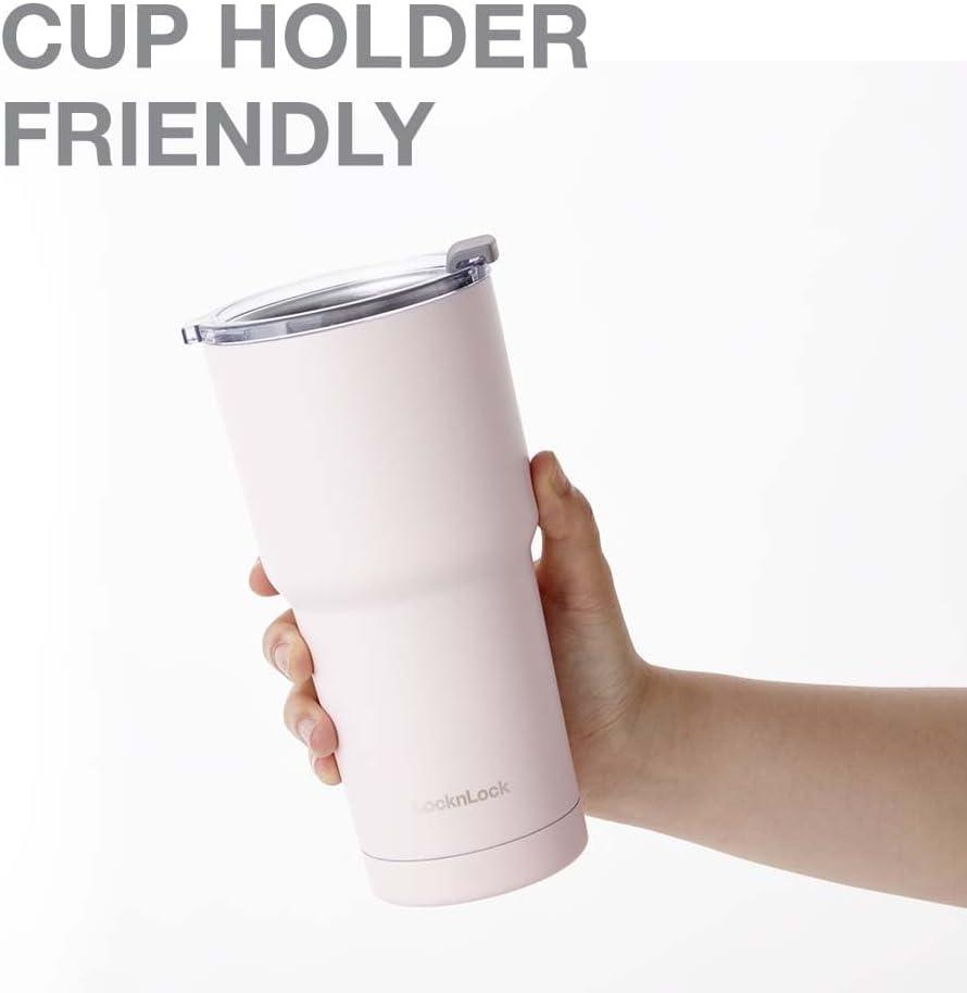 image:imageLocknLock Pure Tumbler Pink 16oz BPAFree Double Wall Stainless Steel Vacuum Insulated Tumbler for Coffee Tea and water Thermal Travel Mug Cup for Hot amp Cold BeverageIvory