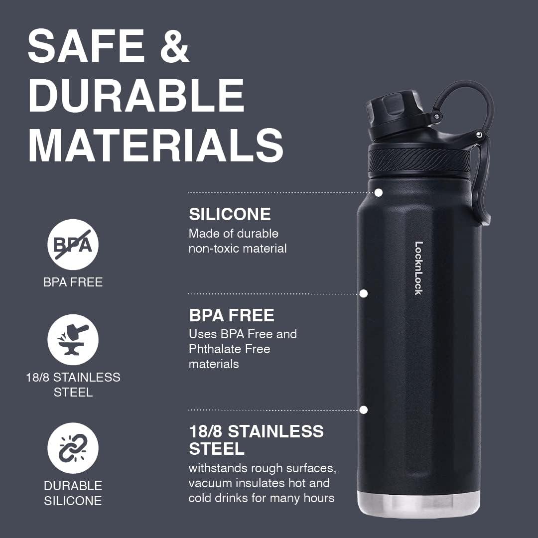 image:imageLocknLock Trek Bottle Stainless Steel Double Wall Insulated 32 oz BlackBlack
