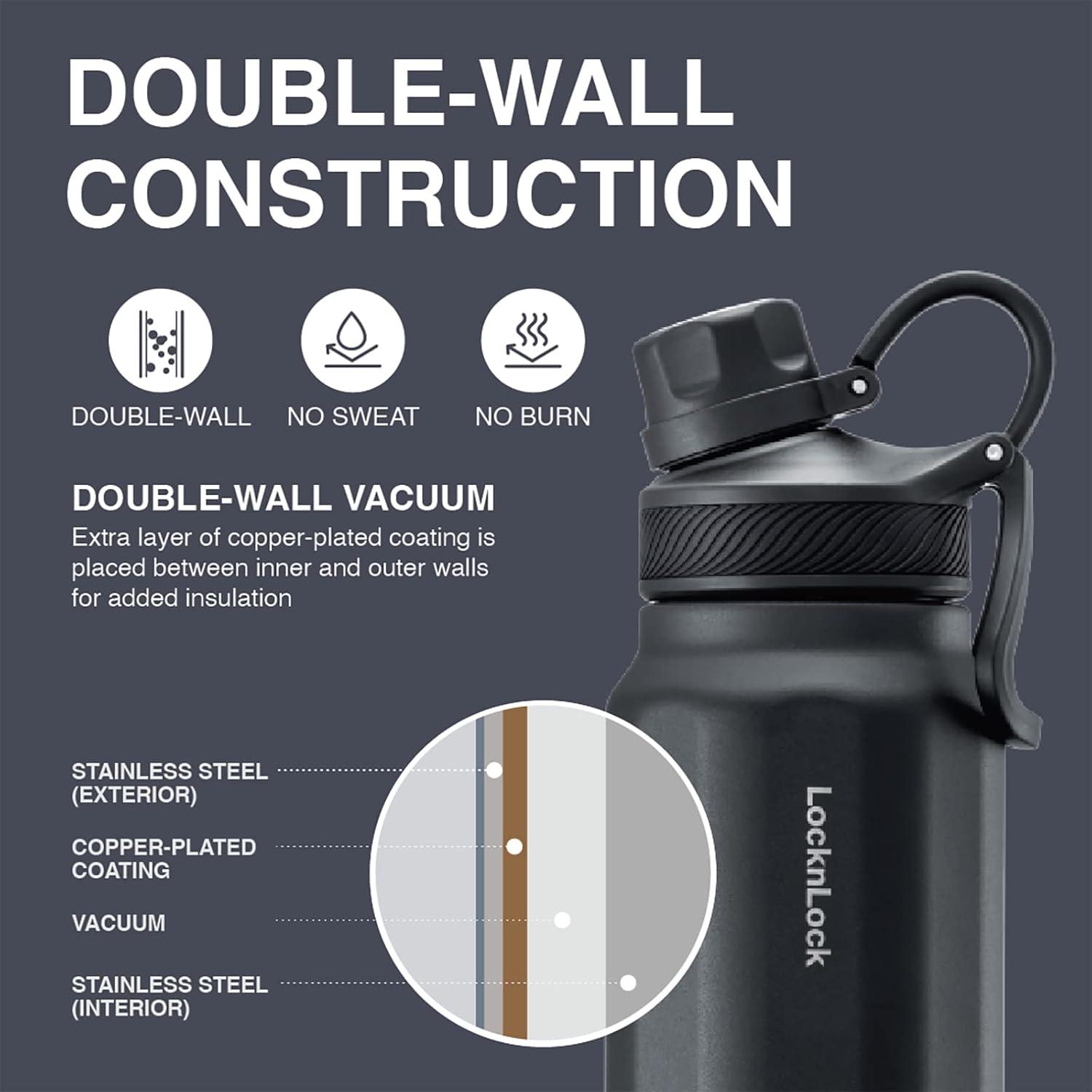 image:imageLocknLock Trek Bottle Stainless Steel Double Wall Insulated 32 oz BlackBlack