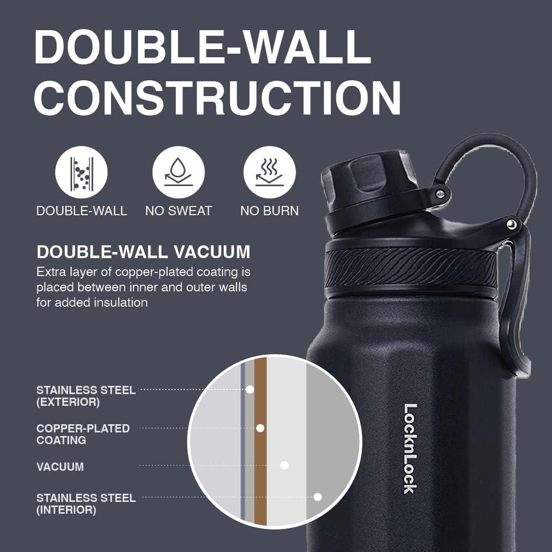 image:imageLocknLock Trek Bottle Stainless Steel Double Wall Insulated 32 oz BlackBlack