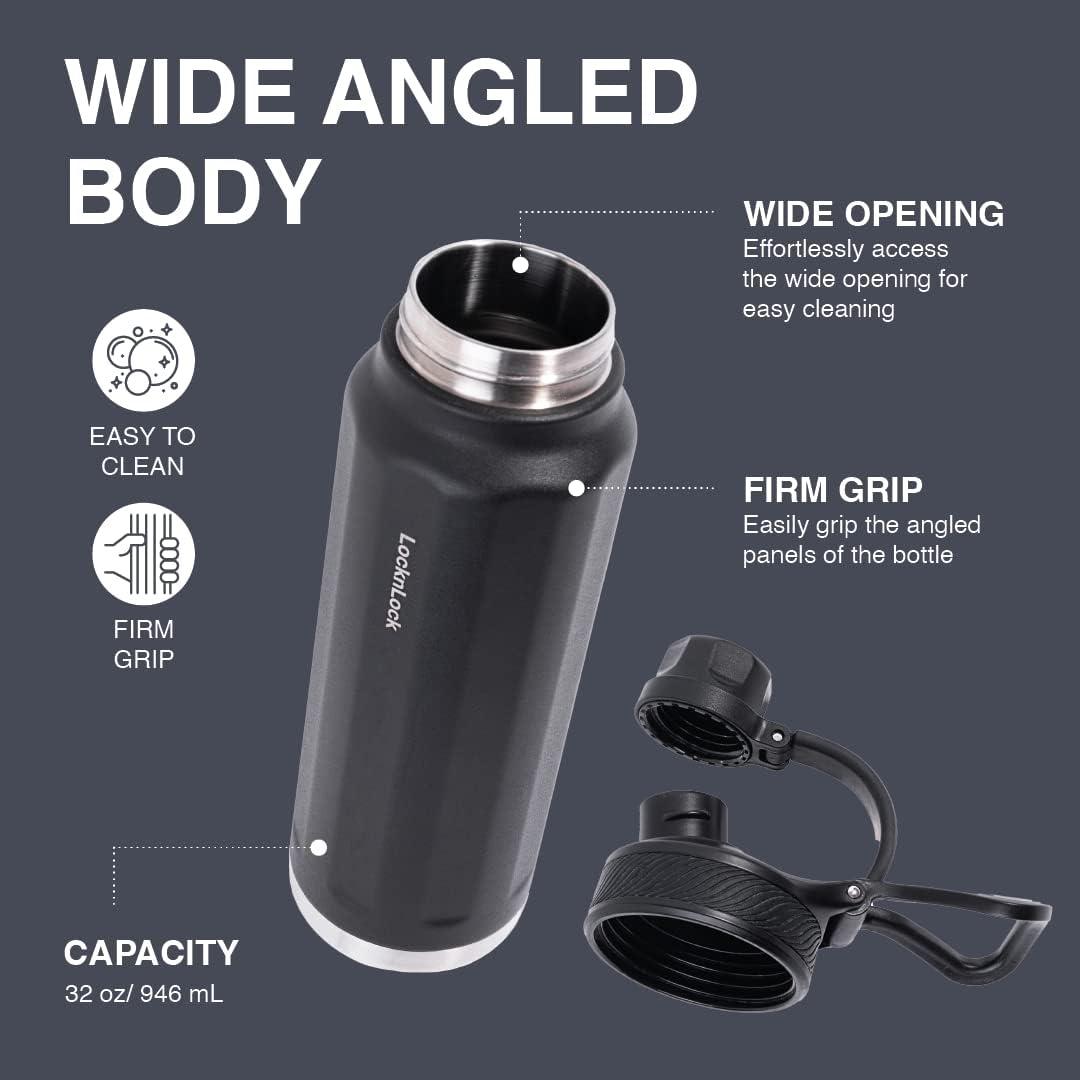 image:imageLocknLock Trek Bottle Stainless Steel Double Wall Insulated 32 oz BlackBlack