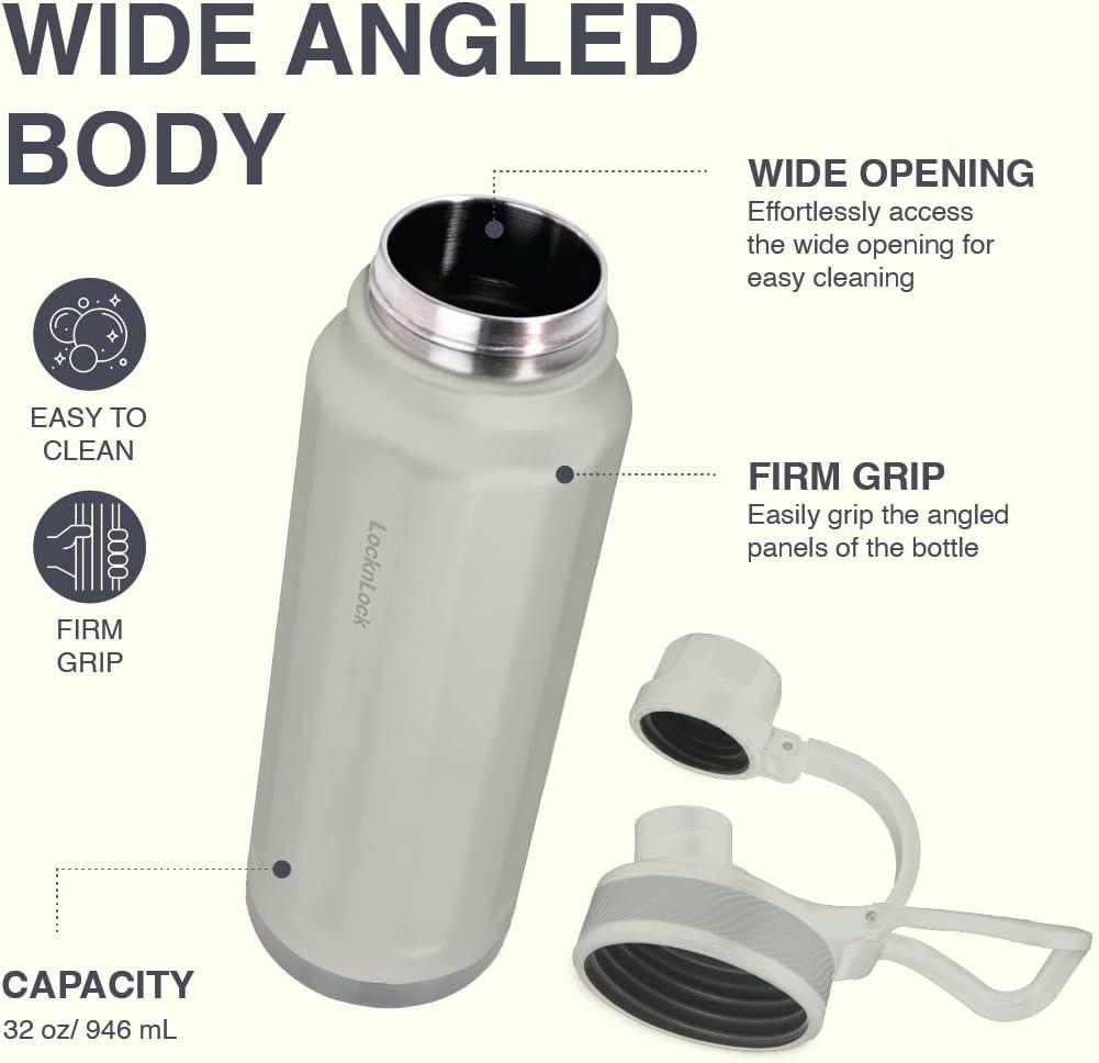 image:imageLocknLock Trek Bottle Stainless Steel Double Wall Insulated 32 oz BlackIvory