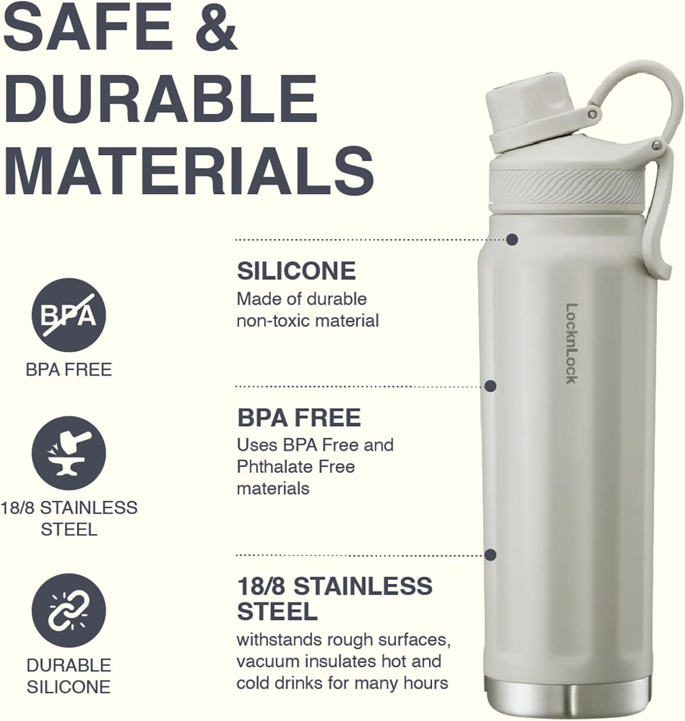 image:imageLocknLock Trek Bottle Stainless Steel Double Wall Insulated 32 oz BlackIvory