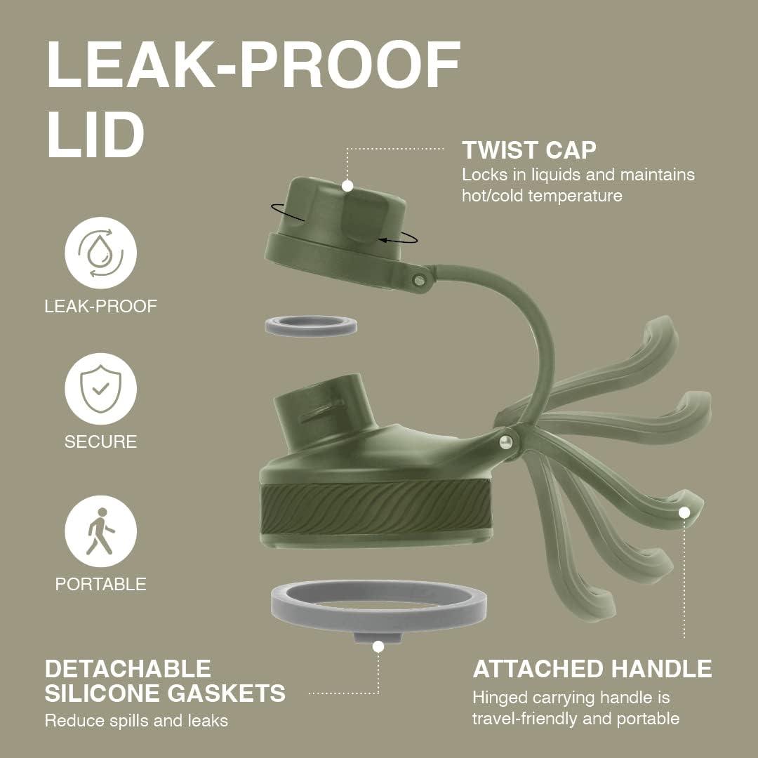 image:imageLocknLock Trek Bottle Stainless Steel Double Wall Insulated 32 oz BlackOlive Green