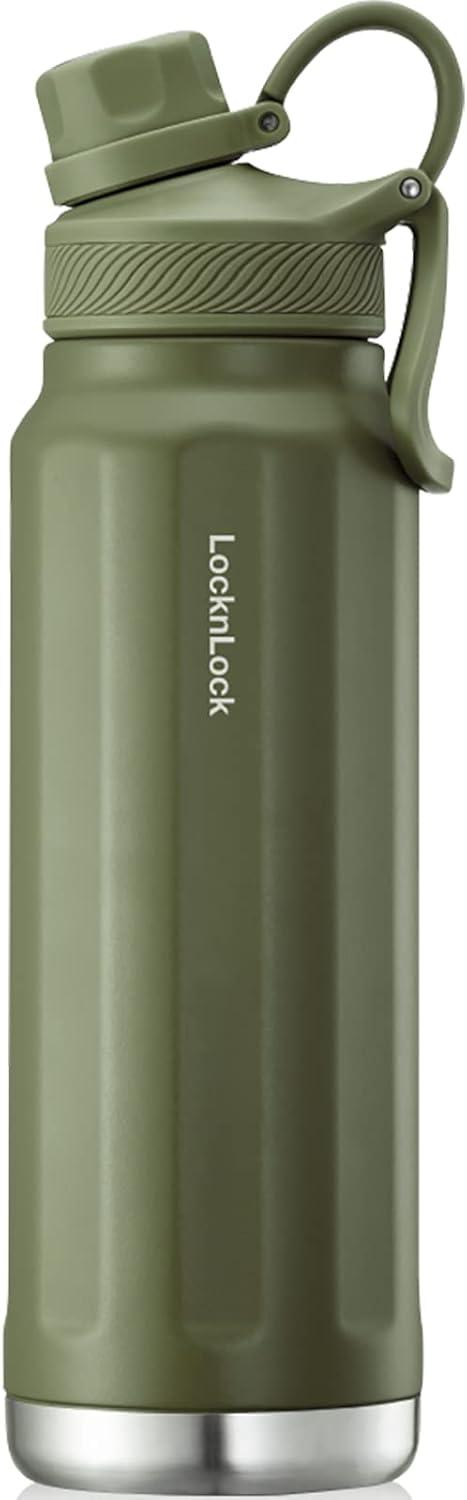 image:imageLocknLock Trek Bottle Stainless Steel Double Wall Insulated 32 oz BlackOlive Green