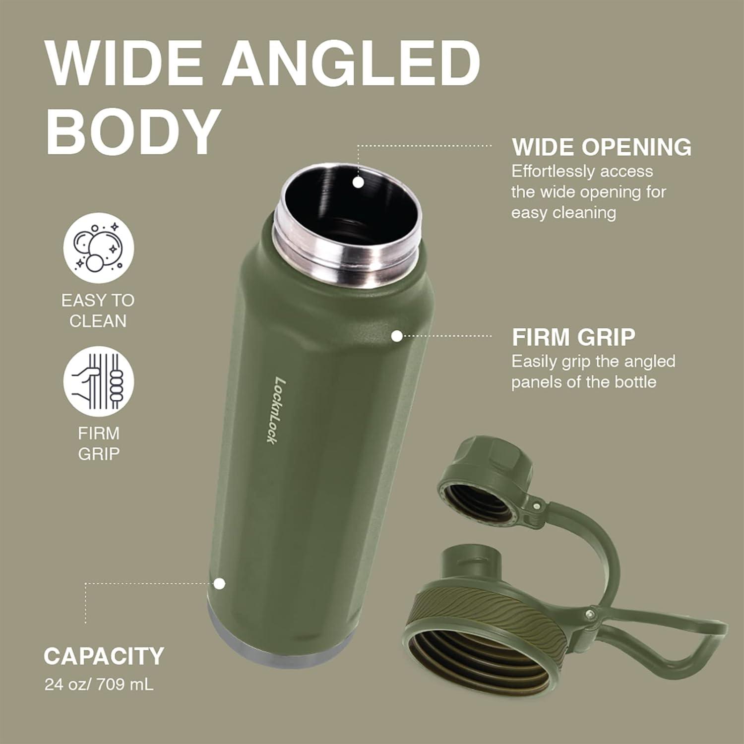 image:imageLocknLock Trek Bottle Stainless Steel Double Wall Insulated 32 oz BlackOlive Green
