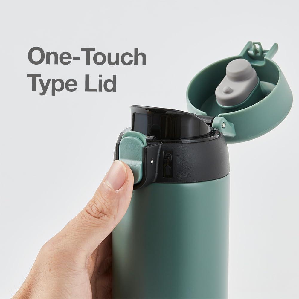 image:imageLocknLock WannaBe Tumbler Khaki 15oz BPAFree Double Wall Stainless Steel Vacuum Insulated Tumbler with One Touch Lid Lightweight Travel Mug for Coffee Tea and WaterWhite