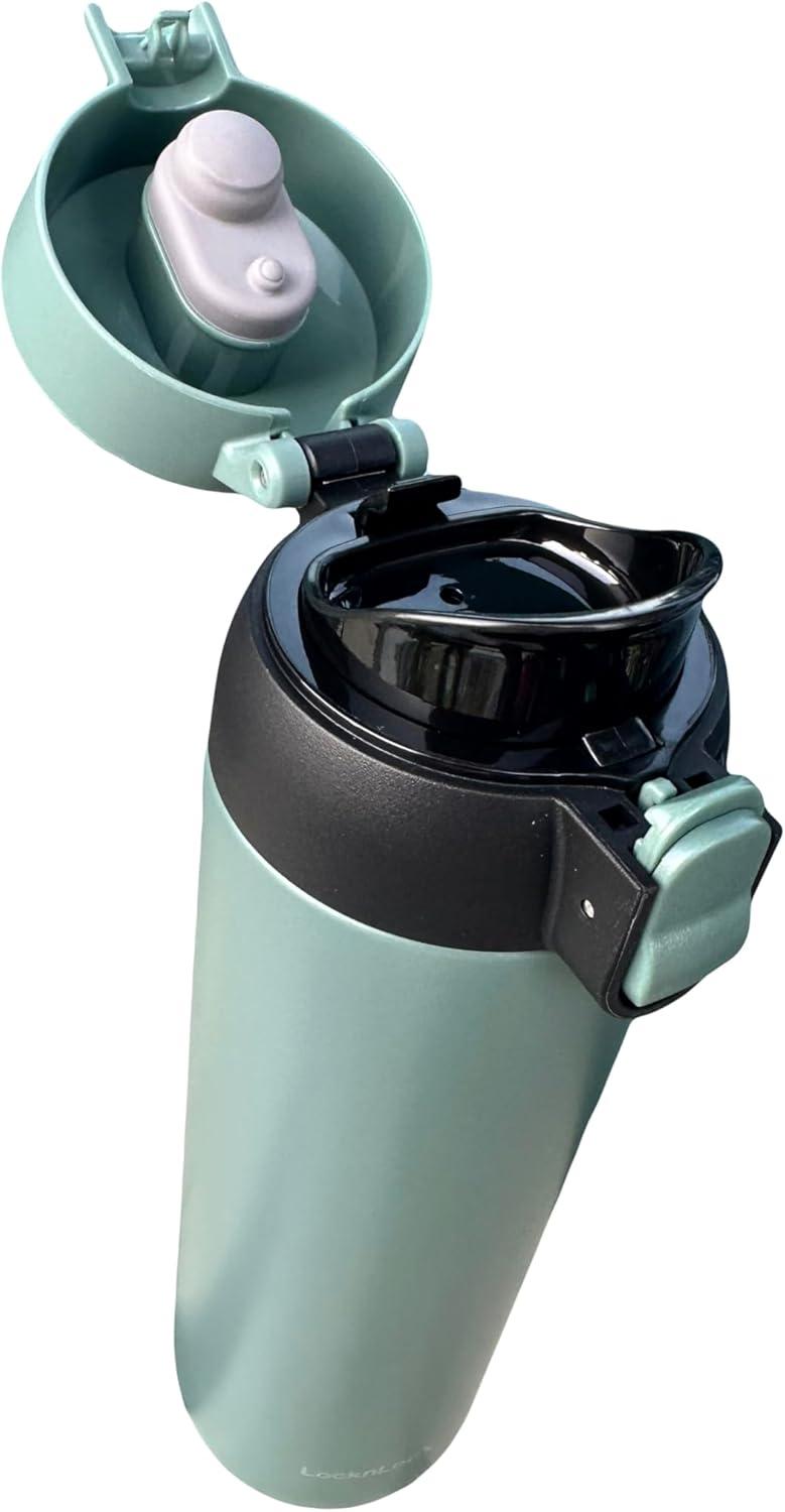 image:imageLocknLock WannaBe Tumbler White 15oz BPAFree Double Wall Stainless Steel Vacuum Insulated Tumbler with One Touch Lid Lightweight Travel Mug for Coffee Tea and WaterKhaki