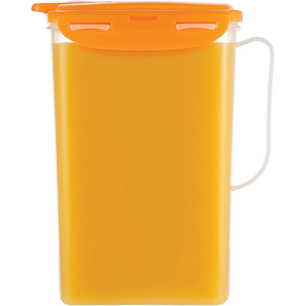 image:imageLocknLock Aqua Fridge Door Water Jug with Handle BPA Free Plastic Pitcher with Flip Top Lid Perfect for Making Teas and Juices 2 Quarts IvoryOrange