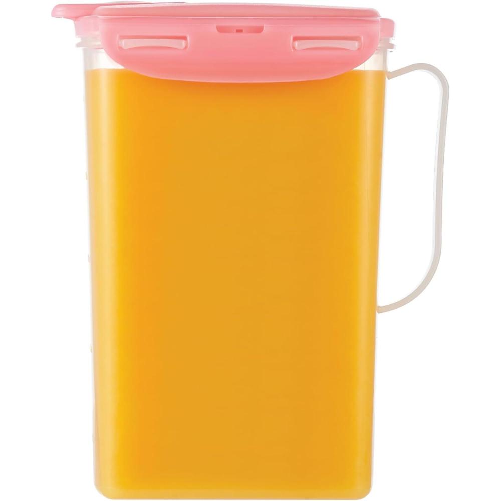 image:imageLocknLock Aqua Fridge Door Water Jug with Handle BPA Free Plastic Pitcher with Flip Top Lid Perfect for Making Teas and Juices 2 Quarts IvoryPink