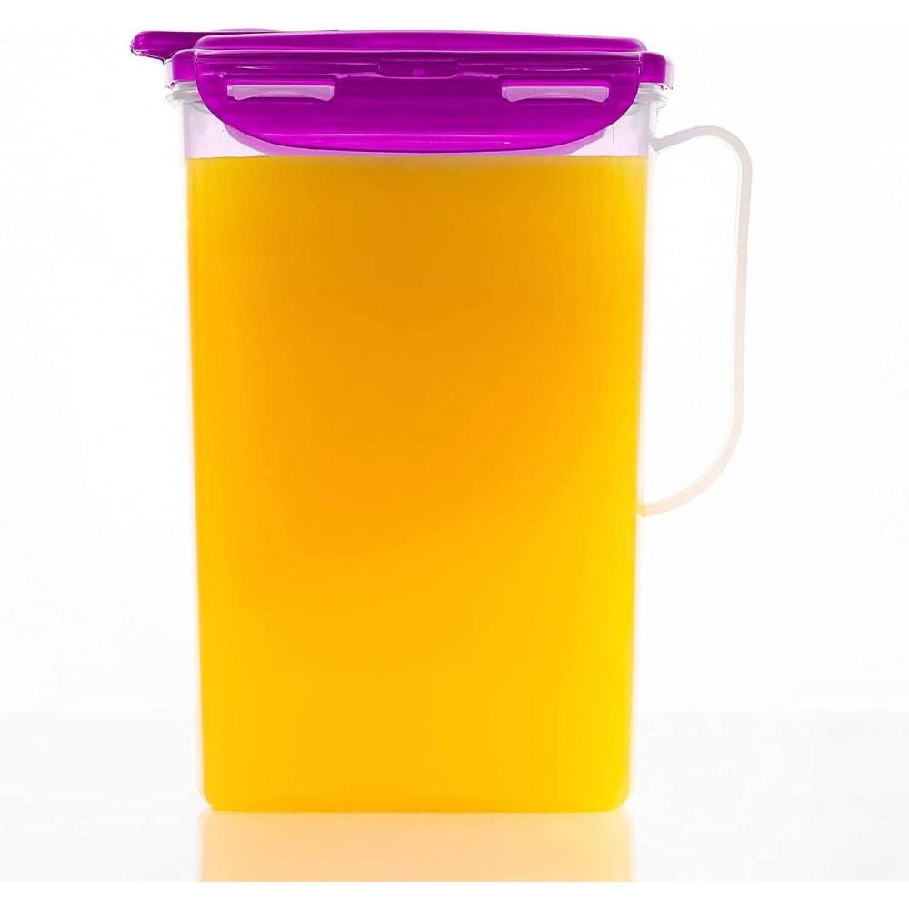 image:imageLocknLock Aqua Fridge Door Water Jug with Handle BPA Free Plastic Pitcher with Flip Top Lid Perfect for Making Teas and Juices 2 Quarts IvoryPurple