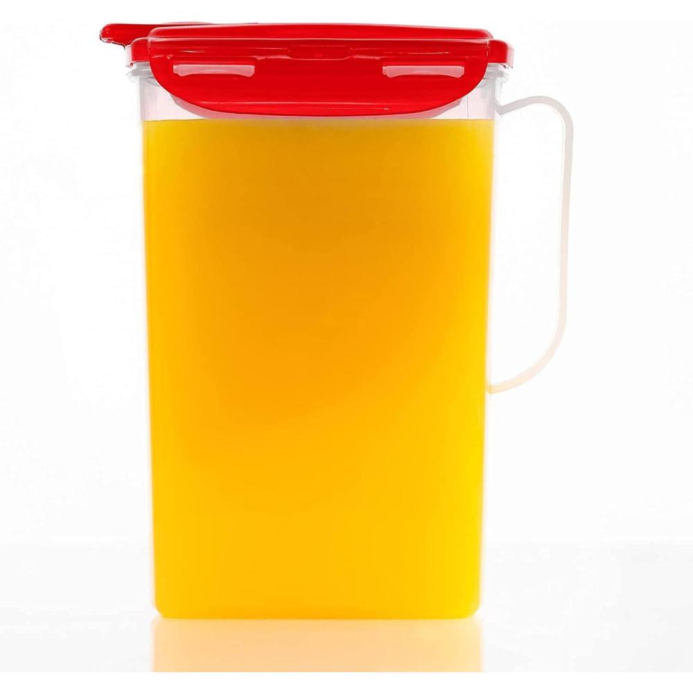 image:imageLocknLock Aqua Fridge Door Water Jug with Handle BPA Free Plastic Pitcher with Flip Top Lid Perfect for Making Teas and Juices 2 Quarts IvoryRed