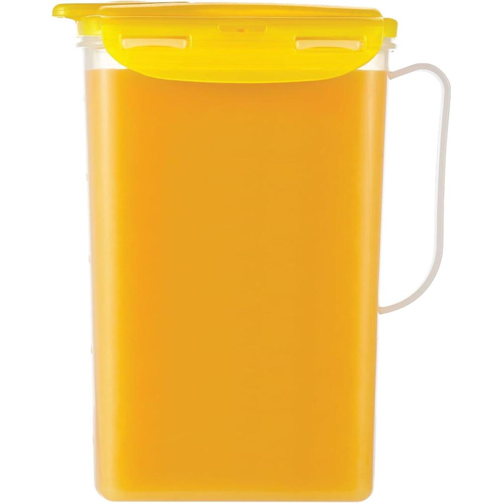 image:imageLocknLock Aqua Fridge Door Water Jug with Handle BPA Free Plastic Pitcher with Flip Top Lid Perfect for Making Teas and Juices 2 Quarts IvoryYellow